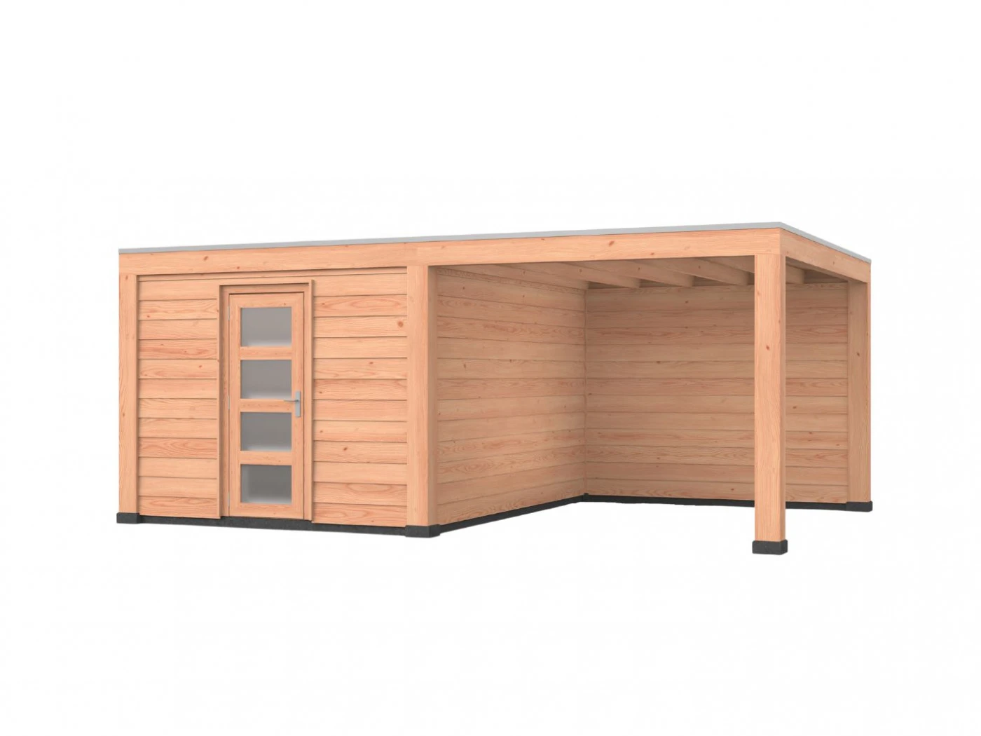 Douglas overkapping, 600 x 400, met achterwand en schuur, Westwood Robuust - Afbeelding 1